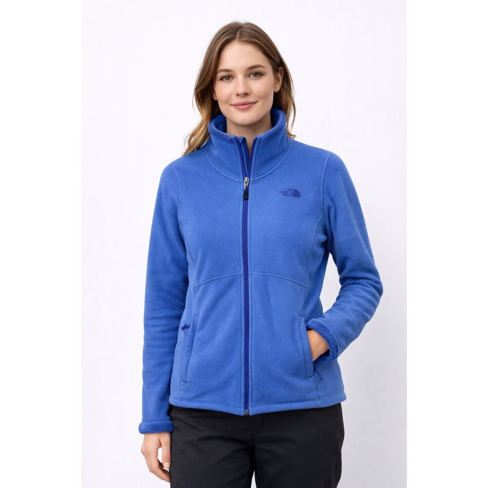 The North Face Womens Blue Fleece Jacket Full Zip Soft Warm Outdoor Size S